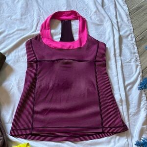 lululemon athletica Fuchsia and Black Striped Tank Top